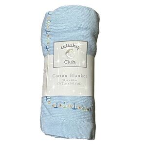 LULLABY Club Cotton Blanket Baby Blue W/ Sailboat Border 30 in x 40 in